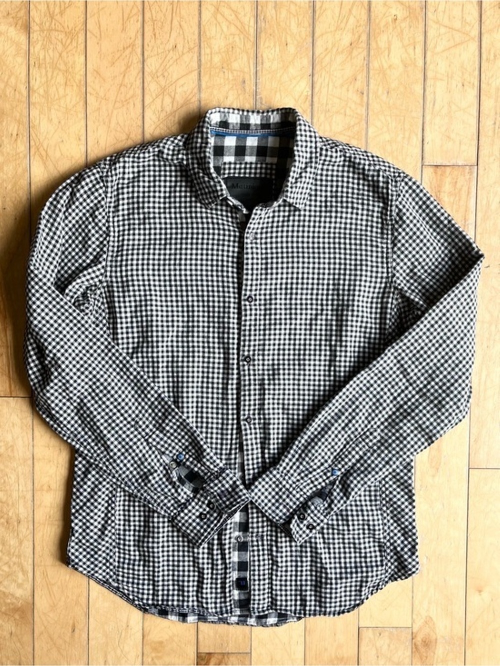 Matinique 100% Cotton Black & White Gingham Check Button-Up Shirt Size Large